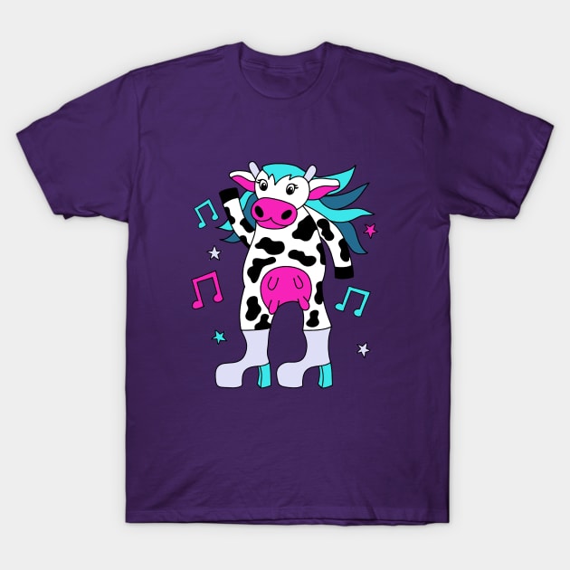 Disco Cow Girl T-Shirt by Alissa Carin